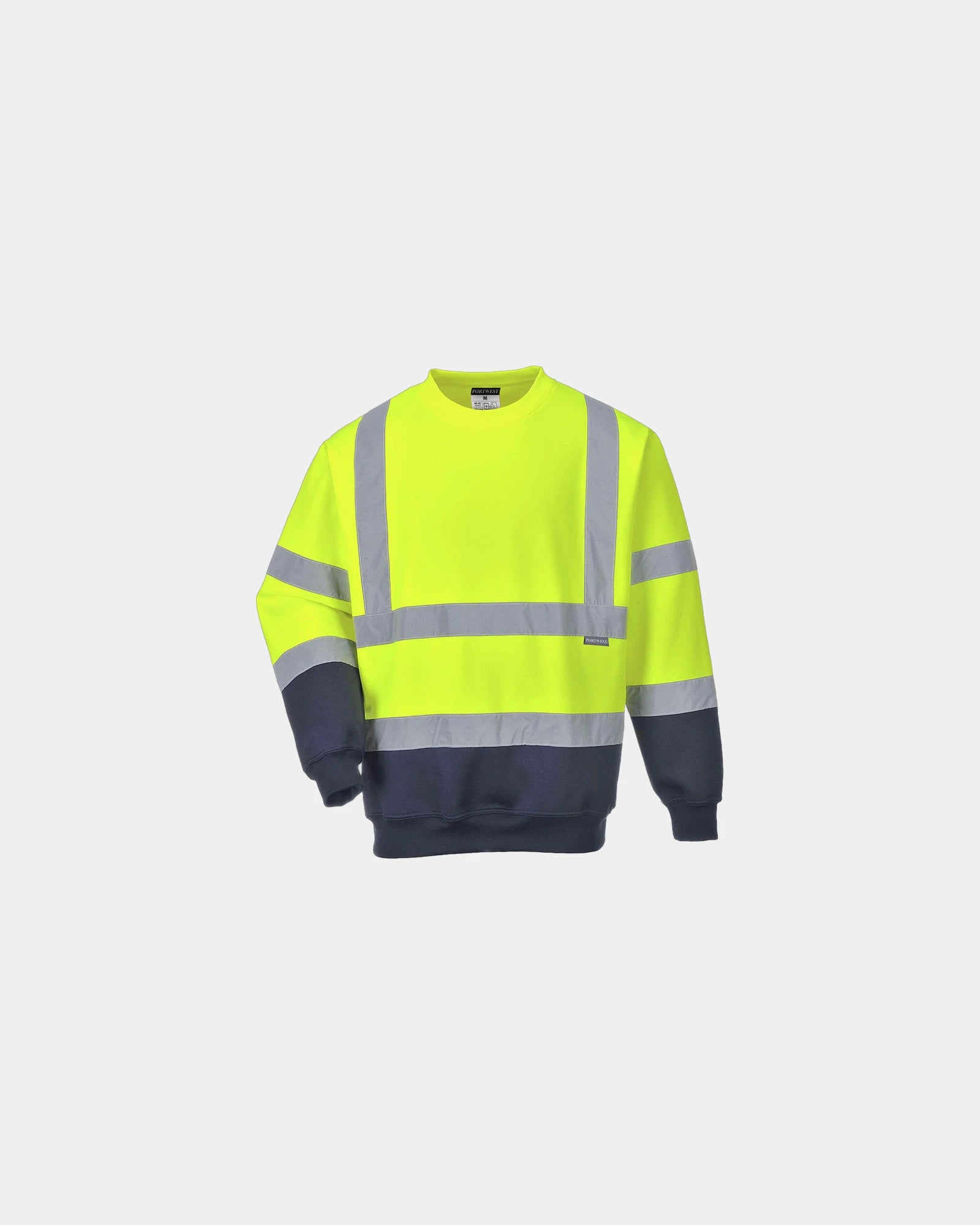 Sweater bicolor HiVis polycotton om te personaliseren - Geel-Marineblauw